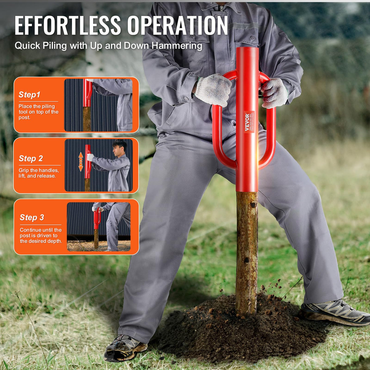 VEVOR carbon steel construction ensures durable performance on farm fencing tasks