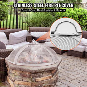 VEVOR fire pit spark screen round 27 handle for easy lifting and transport