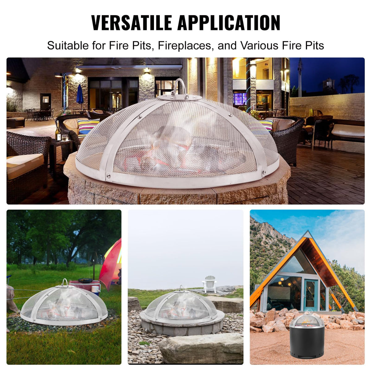 VEVOR package contents for round 27 fire pit spark screen and hardware