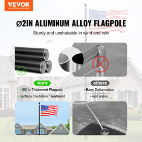 VEVOR flag pole extended to 25 feet for prominent outdoor visibility
