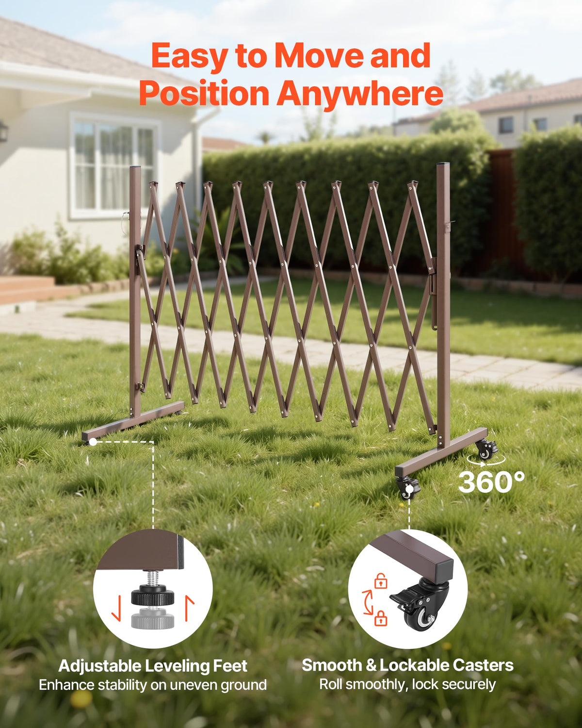 VEVOR Foldable barricade folds for compact storage.