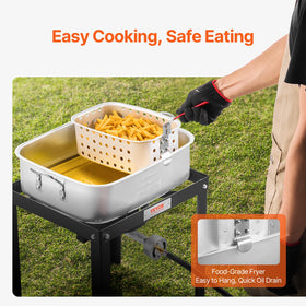 VEVOR food-grade aluminum fryer pot for safe cooking.