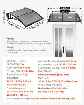 VEVOR front-door weather shield provides year-round protection
