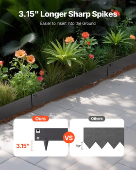 VEVOR galvanized steel edging demonstrates flexible bends for curves