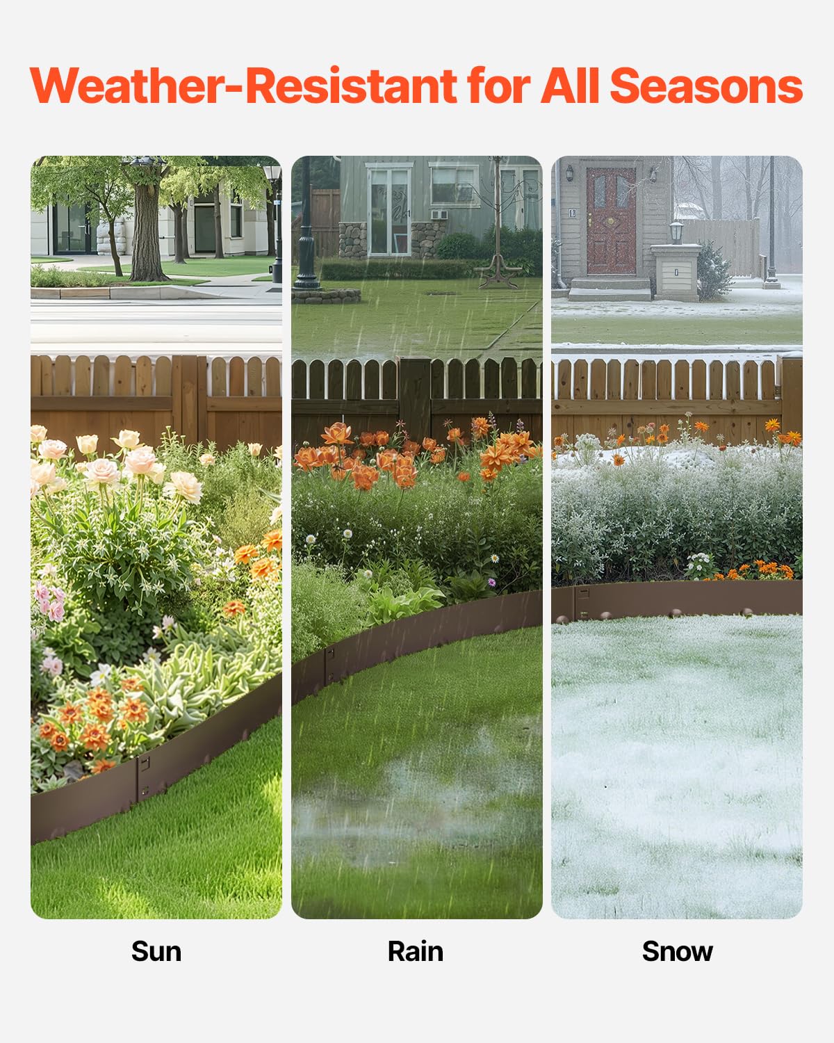 Galvanized rust-resistant coating protects VEVOR steel border in all weather