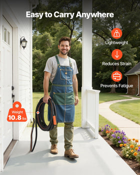 VEVOR lightweight hose at 10.8 pounds for easy handling in the yard