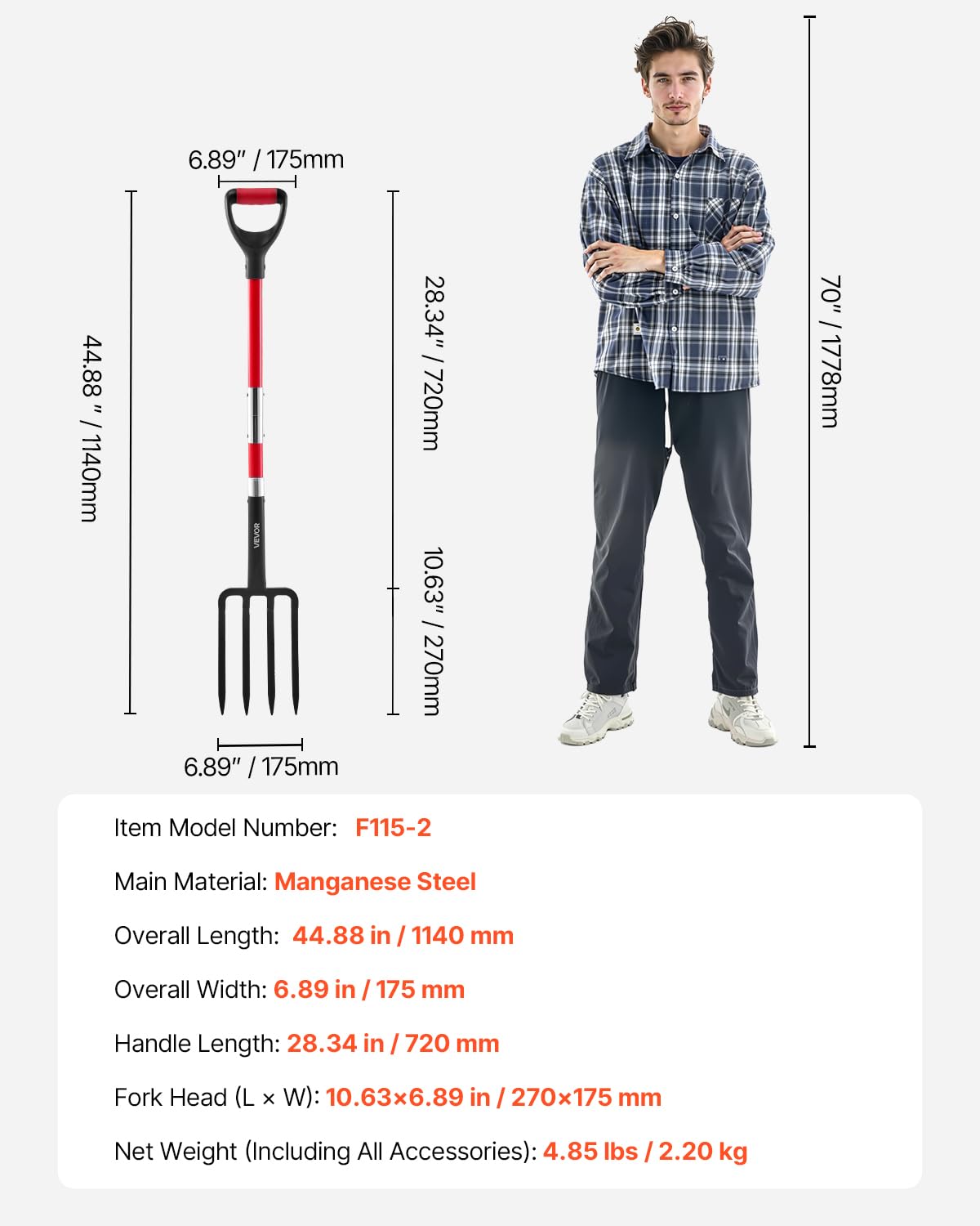 VEVOR Garden Fork doubles as barn rake for bedding cleanup and litter management