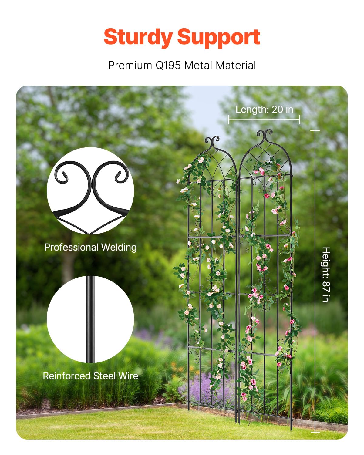 VEVOR garden trellis climbing ivy frame supports lush vines outdoors