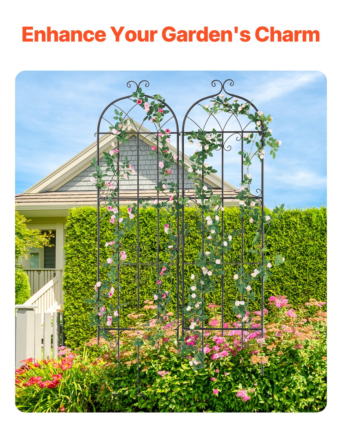 VEVOR garden trellis metal frame adds durable structure to outdoor spaces