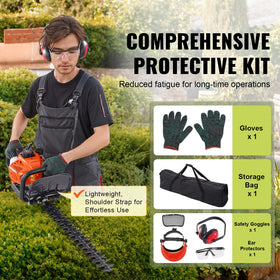 VEVOR gloves and ear protectors paired with the trimmer for safety