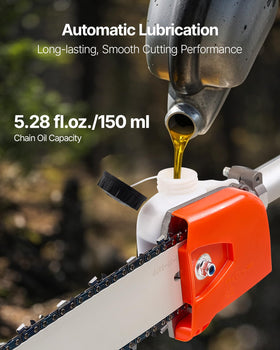 VEVOR chain oil reservoir keeps the chain lubricated during tasks.