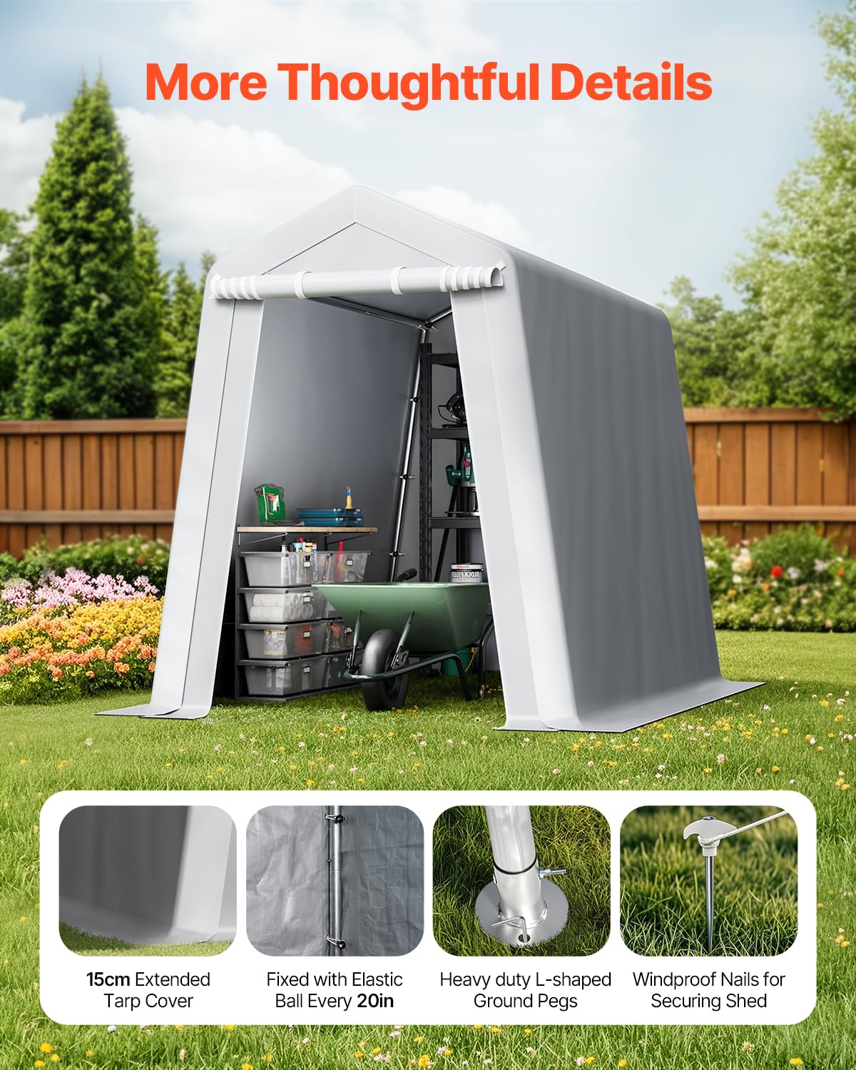 VEVOR ground flap stabilizes the shelter against moisture and dust.