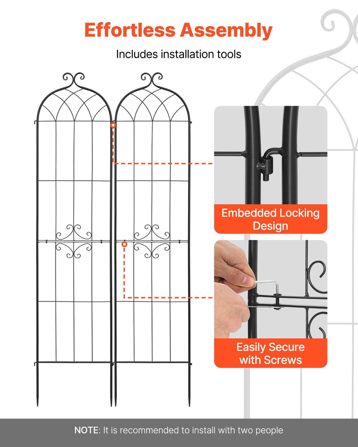 VEVOR ground stakes anchor trellises securely in soil or grass