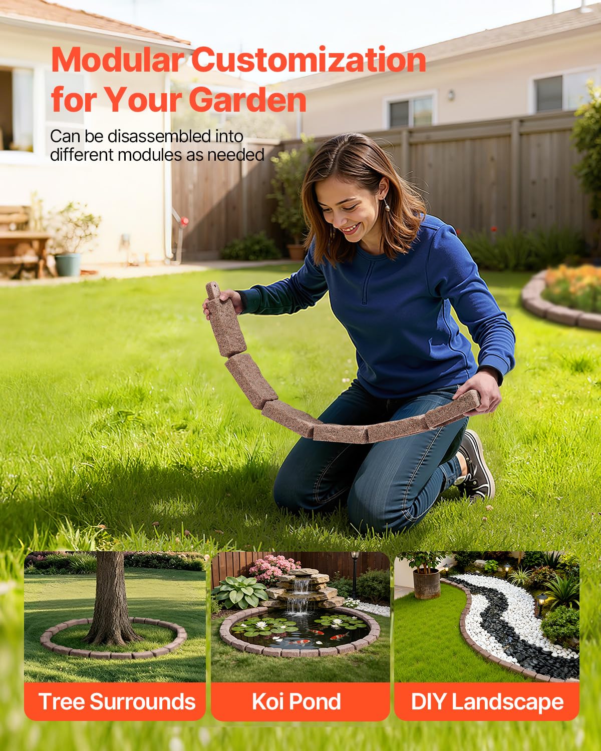 VEVOR ground stakes secure the edging across soil types