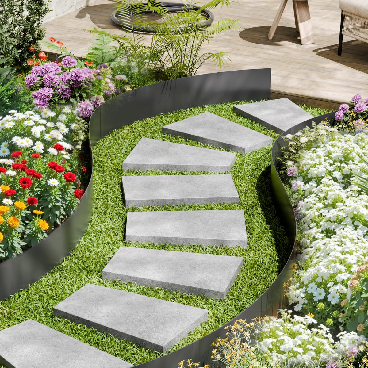 VEVOR heavy-duty black finish enhances modern garden aesthetics