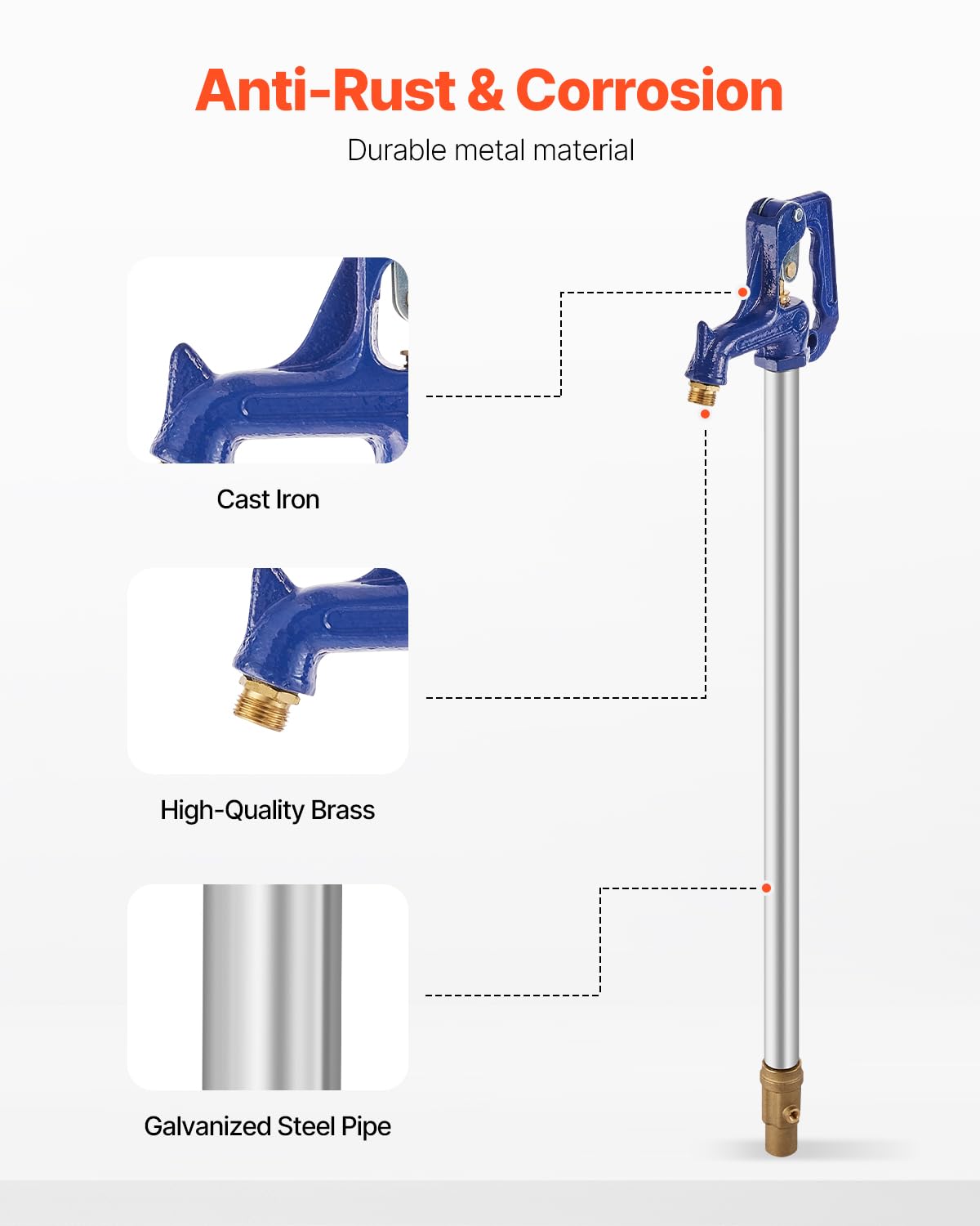 VEVOR heavy-duty cast iron body resists rust for long outdoor use
