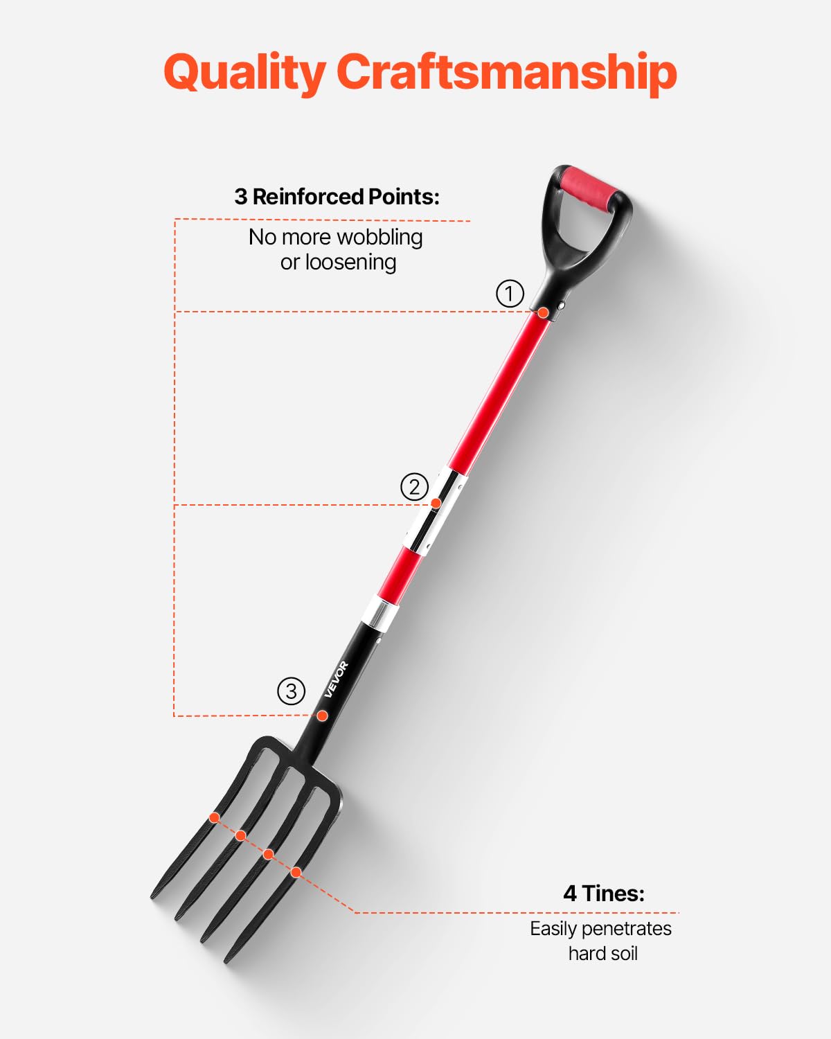 VEVOR Heavy-duty digging fork withstands regular use in gardens and compost piles