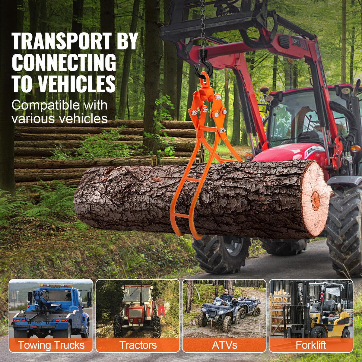 Heavy-duty load capacity of 3307 lbs on the VEVOR grapple