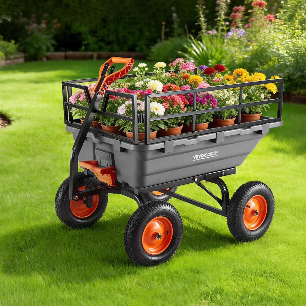 VEVOR 1500lbs payload supports heavy firewood, soil, or gravel in one trip.