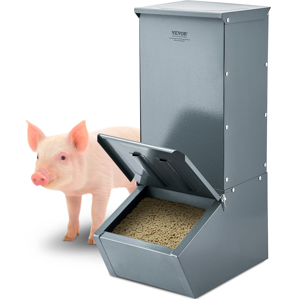 VEVOR hog feeder with 2.2 bushels capacity for five pigs, durable outdoors