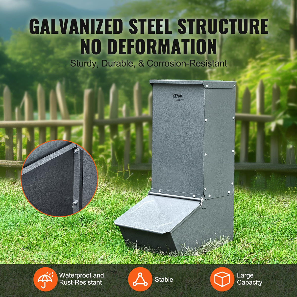 VEVOR hog feeder heavy-duty steel construction resists weather