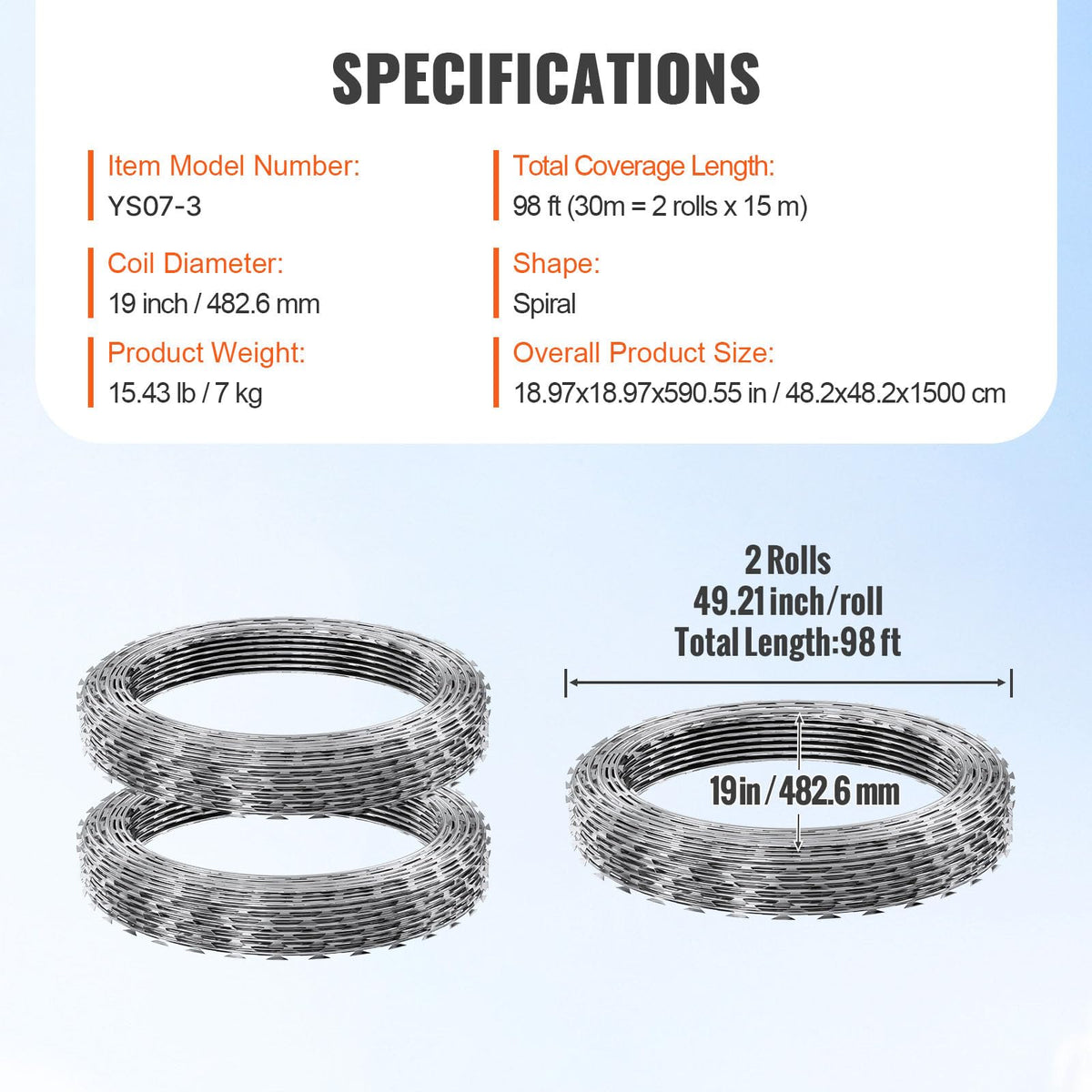 VEVOR galvanized coating provides corrosion resistance and long life.
