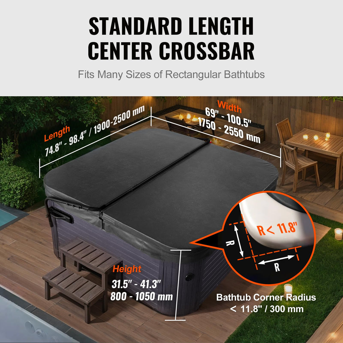 VEVOR hot tub cover lift uses durable aluminum tubes for reliability