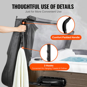 VEVOR hot tub cover lift includes towel hooks for quick access