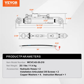 VEVOR installation-ready top link kit with hoses