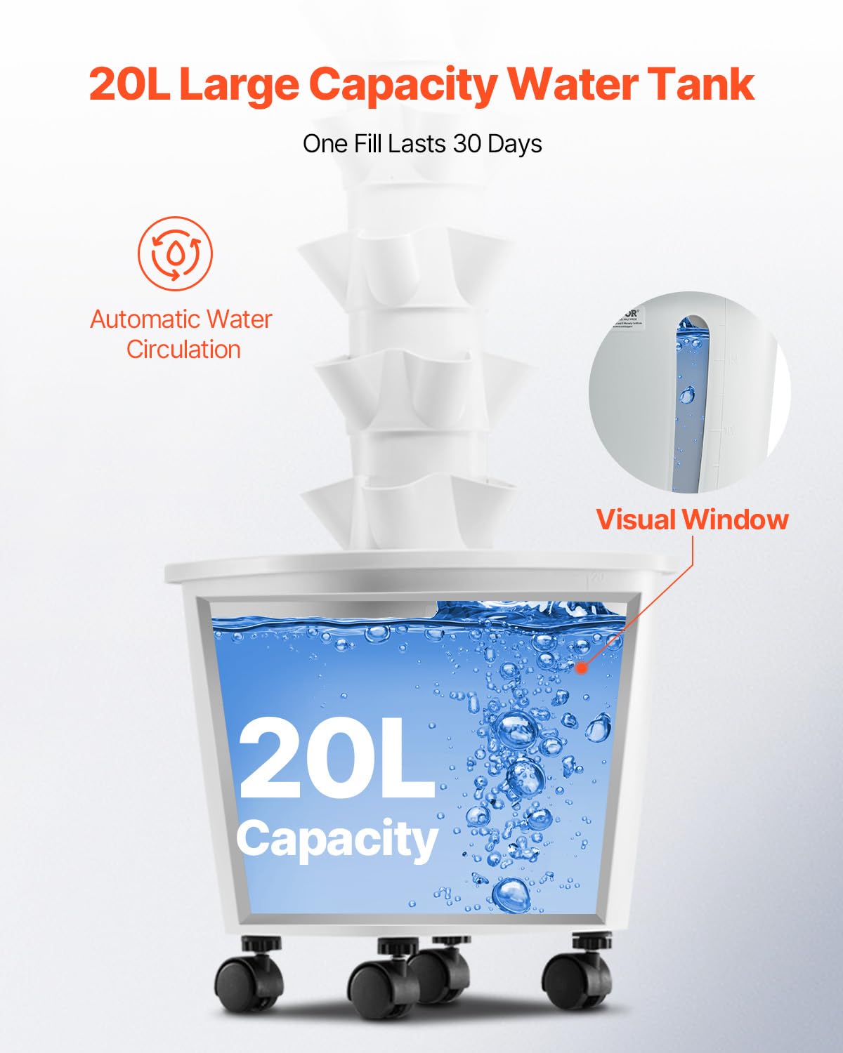 VEVOR Hydroponic Tower DC pump 7W delivers steady circulation for healthy roots