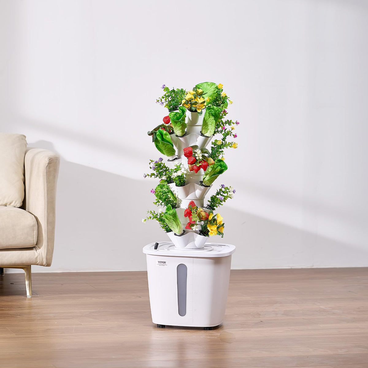 VEVOR Hydroponic Tower supports herbs vegetables and fruit indoors