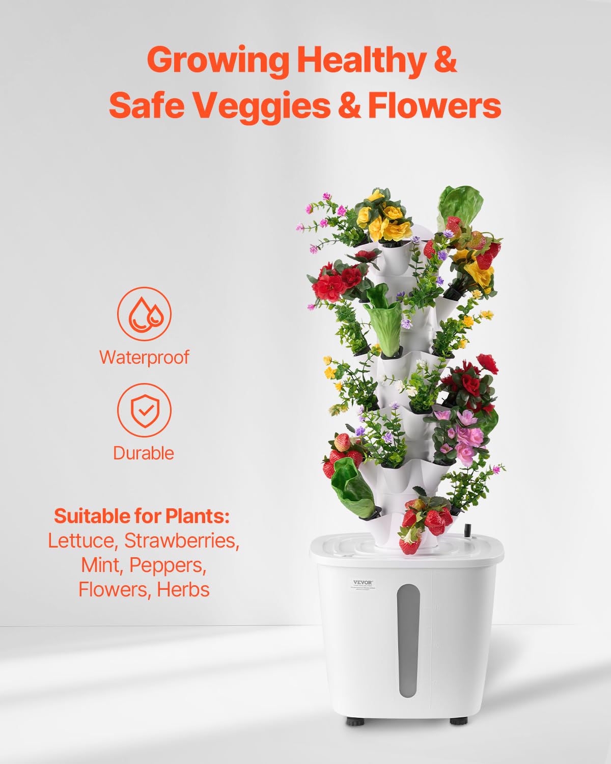 VEVOR Hydroponic Tower light timer assists energy efficient daily care