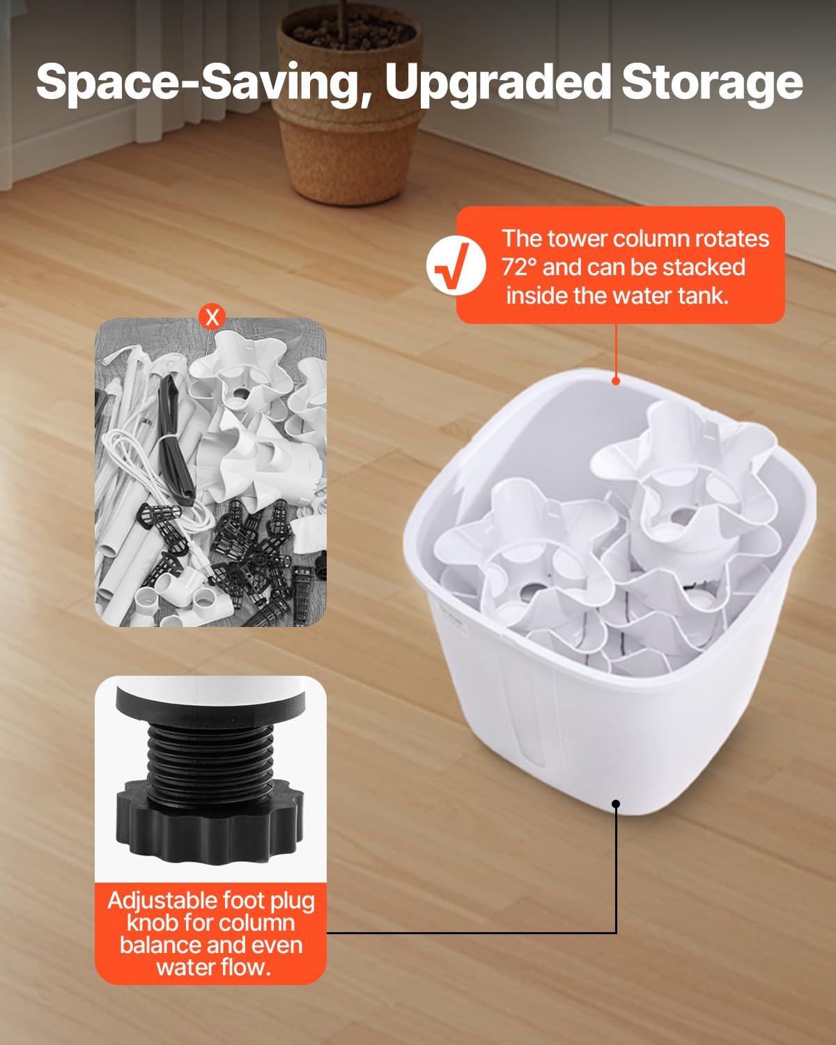 VEVOR Hydroponic Tower PP ABS materials ensure durable, safe indoor garden