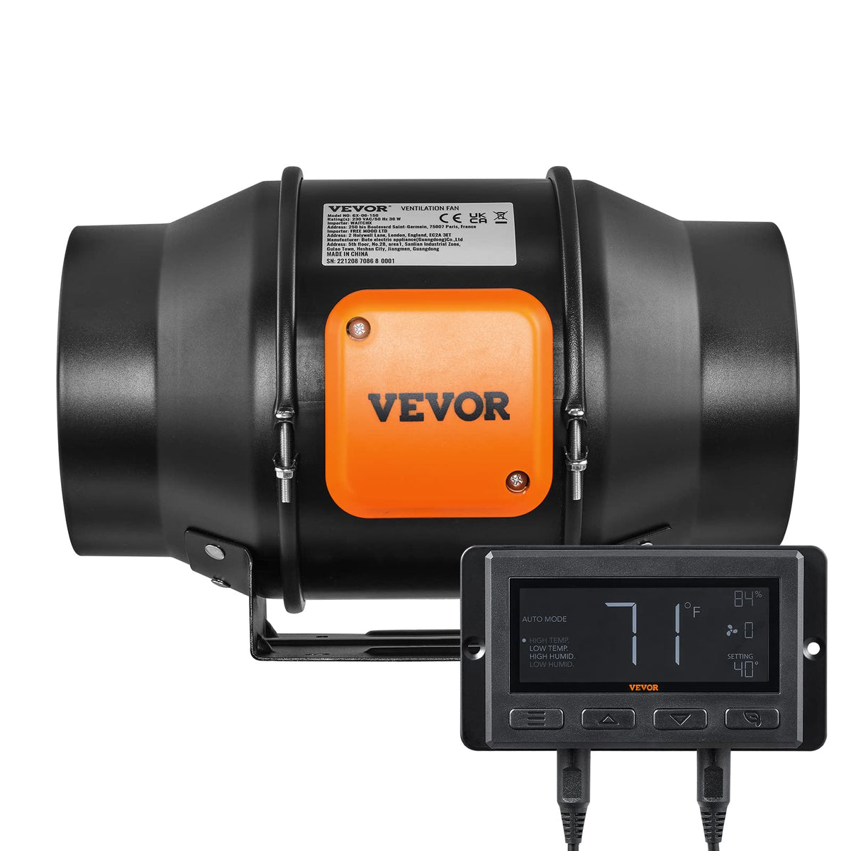 VEVOR inline duct fan hydroponics setup illustrating steady air exchange.