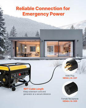 VEVOR L14-30R receptacle on cord end for safe power transfer.