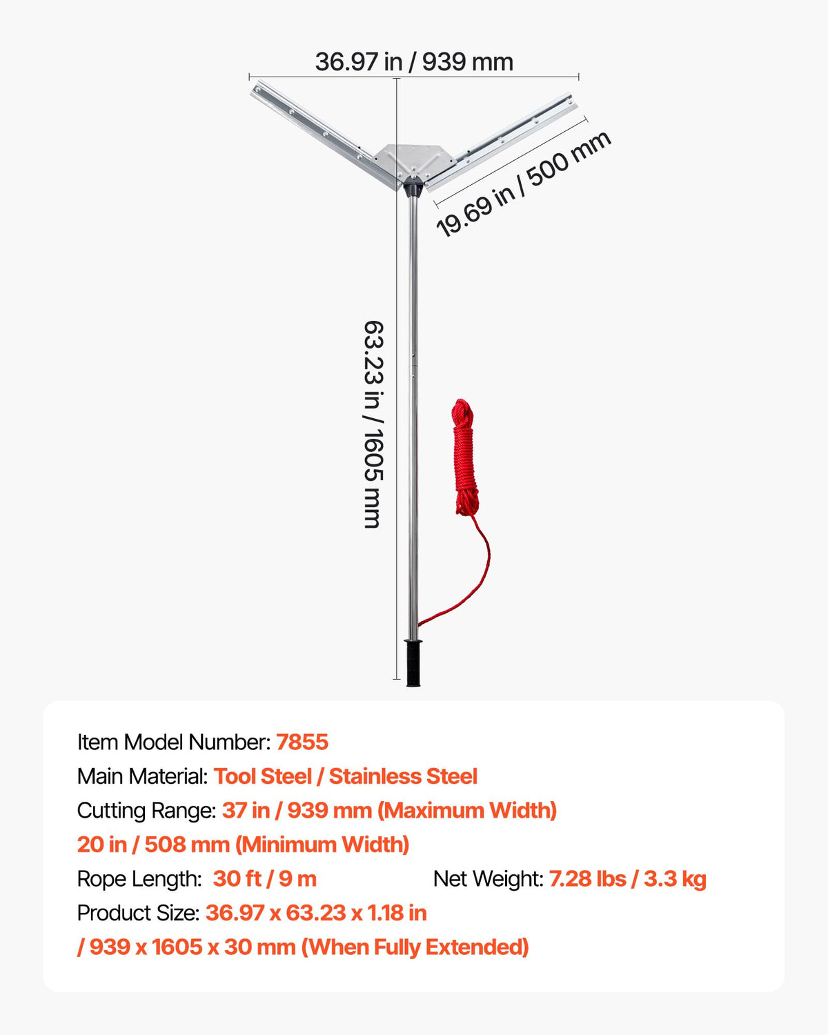 VEVOR Lake Weed Cutter handle and assembly for easy setup