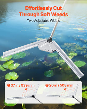VEVOR Lake Weed Cutter at 37-inch max width for dense growth