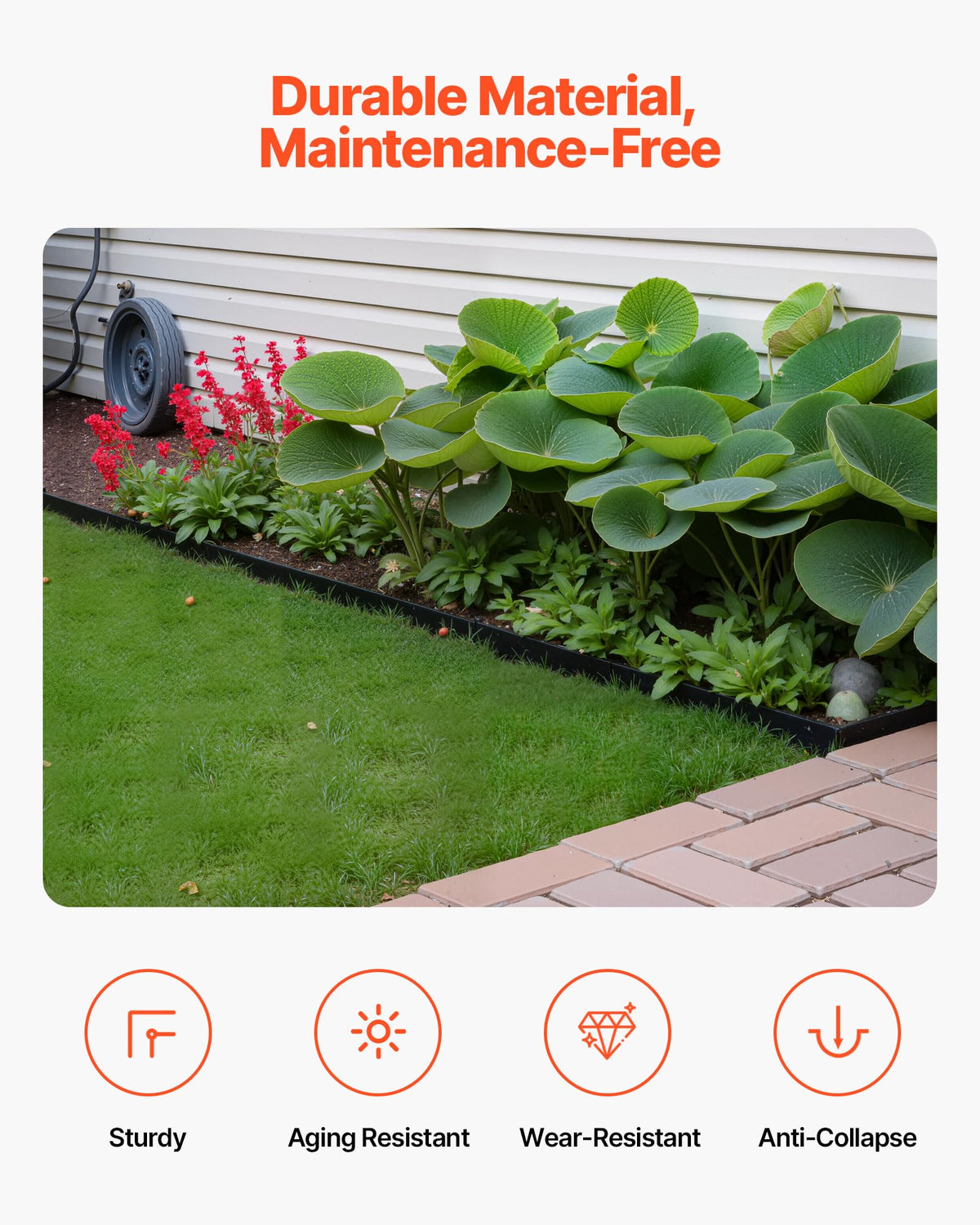 VEVOR 90-degree flexible edging enables sharp corners in lawns