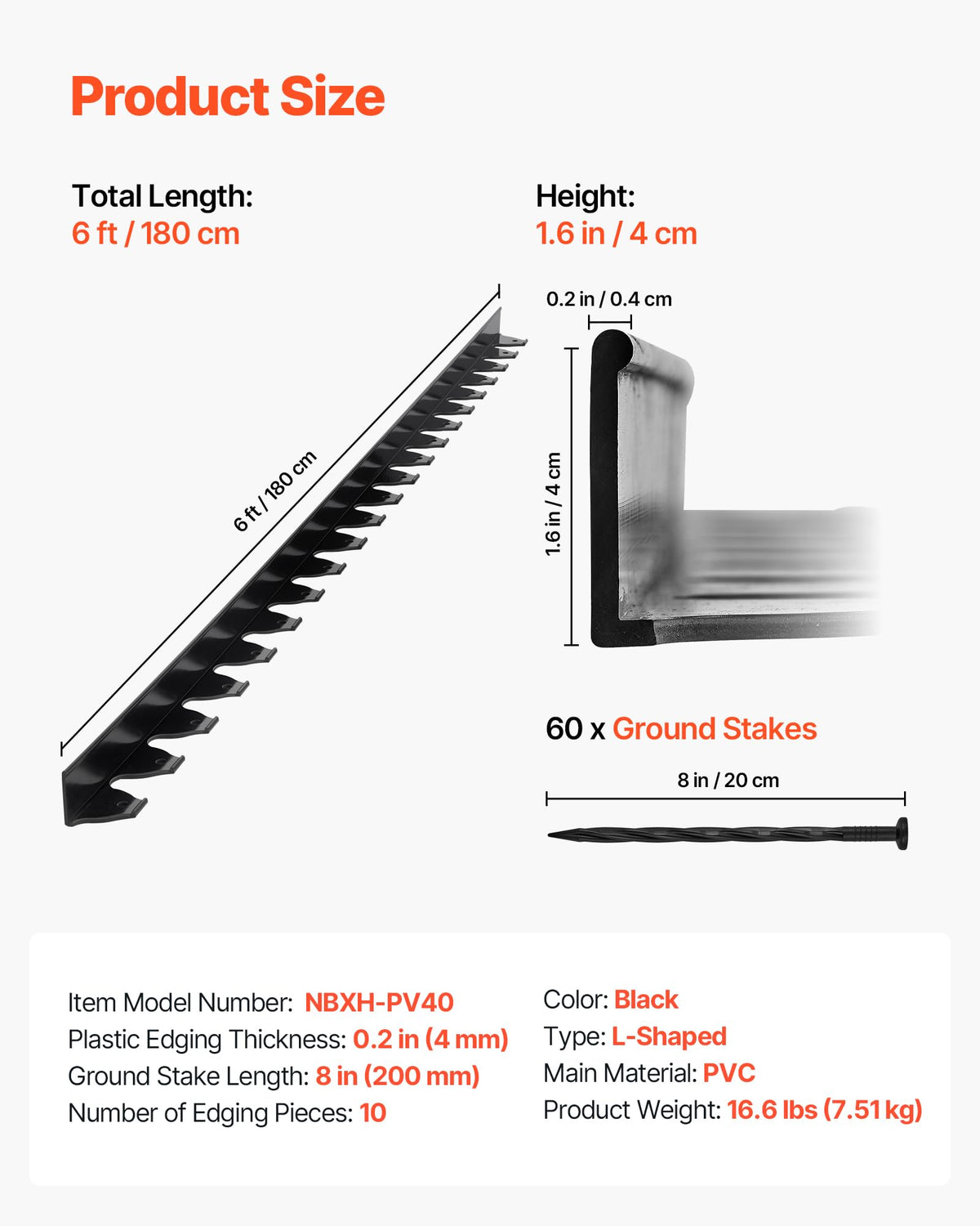 VEVOR landscape edging 60 spikes pack secures borders against wind