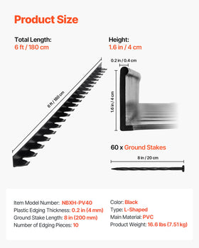 VEVOR landscape edging 60 spikes pack secures borders against wind