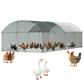 VEVOR large metal chicken coop with dome roof for weather protection and a spacious walk-in area.