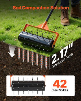 VEVOR lawn aerator drum filled for added weight and deeper aeration