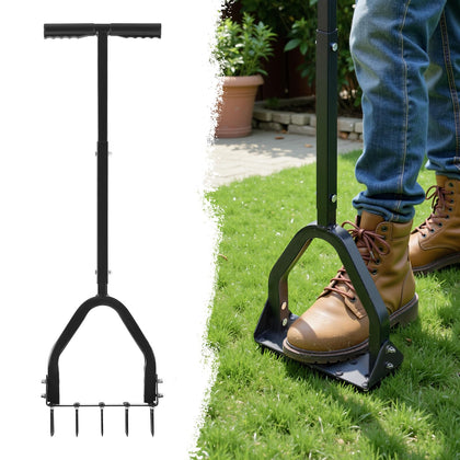 VEVOR Lawn Aerator with 15 spikes penetrates compact soil to improve airflow.