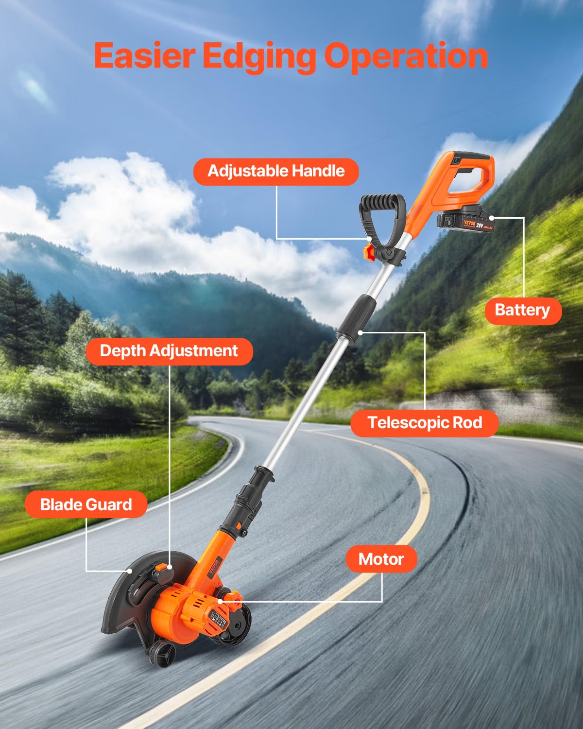 VEVOR Includes battery and charger for instant edging readiness.