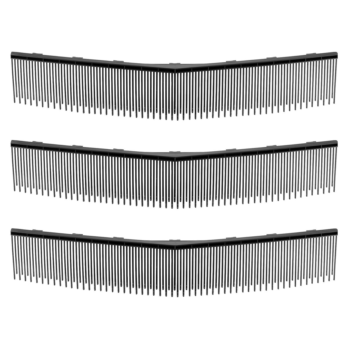 VEVOR 3-pack lawn sweeper brushes, front view, showing durable V-shaped bristles for deep debris pickup.