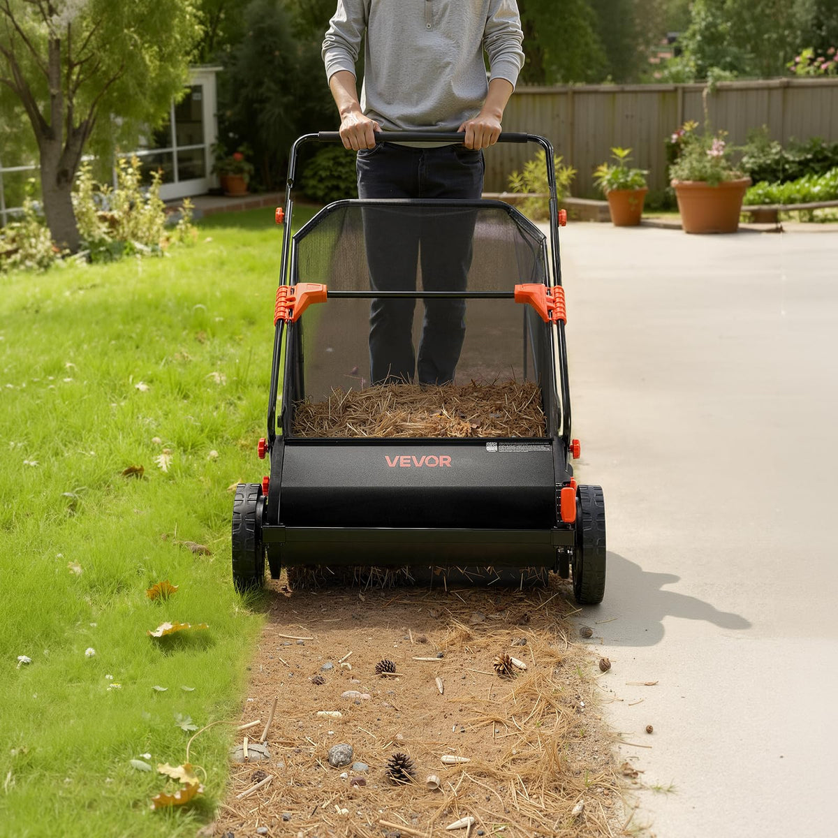 Quick-release installation reduces downtime between lawn-sweeping sessions.