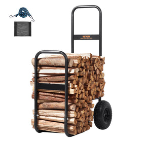 VEVOR Log Cart includes bottom mesh and elastic cord for securing loads.