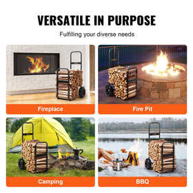 VEVOR Log Cart steel frame resists rust in outdoor environments.
