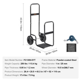 VEVOR Log Cart handles varied ground conditions with easy rolling.