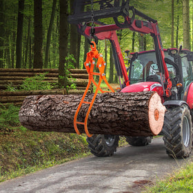VEVOR log tongs attached to a tractor in operation